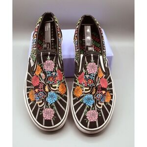 Vans Slip-On Dia de los Muertos Sugar Skull Black Mens 9 Womens 10.5 721278